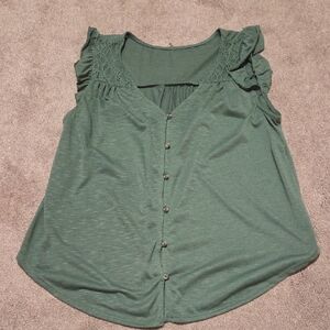 Elegant Green Button-Down Blouse